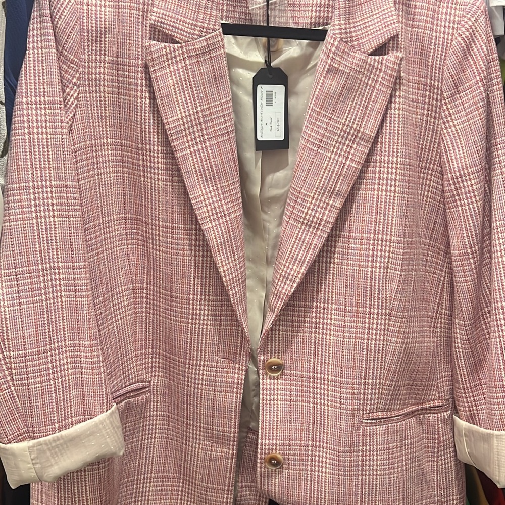 Lucca Couture Pink Blazer Classic Tailored Suit Jacket